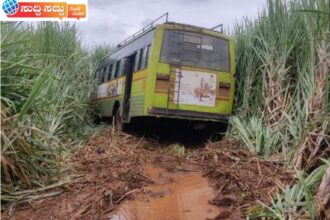 ಯರಗಟ್ಟಿಯಲ್ಲಿ ಬ್ರೇಕ್ ಫೇಲ್ ಆಗಿ ಕಬ್ಬಿನ ಗದ್ದೆಗೆ ನುಗ್ಗಿದ ಬಸ್